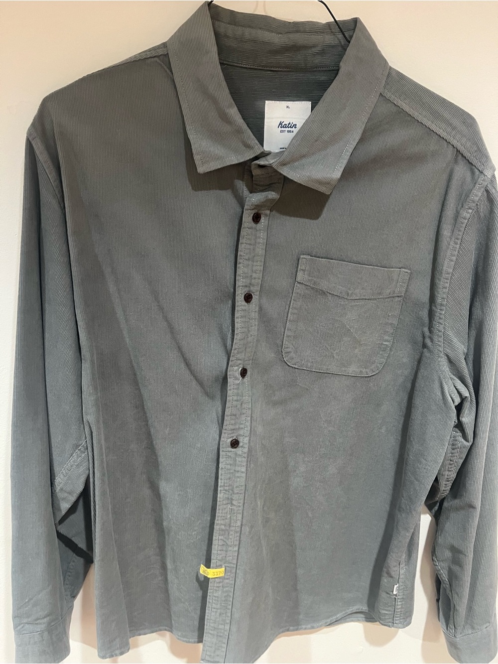 Katin Men's Button-Down Corduroy Shirt in Olive
